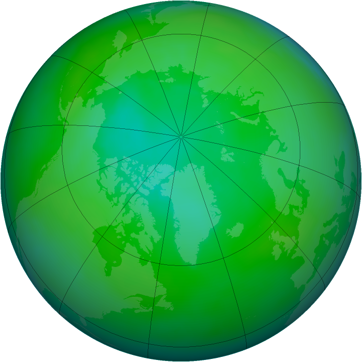 Arctic ozone map for August 2010